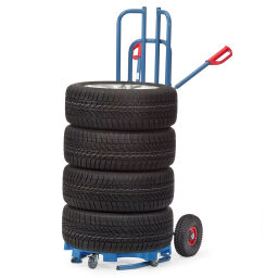 Carrier tyre trolley suitable for 8 tires or 4 complete wheels.  L: 630, W: 630, H: 110 (mm). Article code: 854546