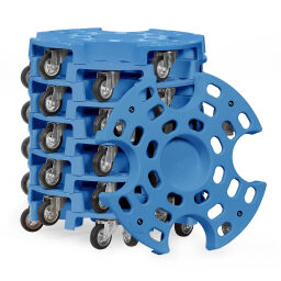 Carrier tyre trolley suitable for 8 tires or 4 complete wheels.  L: 700, W: 700, H: 140 (mm). Article code: 854547