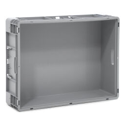 Stapelboxen Kunststoff stapelbar alle Wände geschlossen + offene Handgriffe Typ:  stapelbar.  L: 800, B: 600, H: 220 (mm). Artikelcode: 38-NO86-22-S