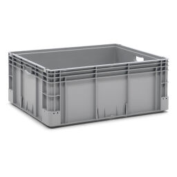 Stacking box plastic stackable all walls closed + open handles Type:  stackable.  L: 800, W: 600, H: 320 (mm). Article code: 38-NO86-32-S