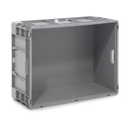 Stacking box plastic stackable all walls closed + open handles Type:  stackable.  L: 800, W: 600, H: 320 (mm). Article code: 38-NO86-32-S