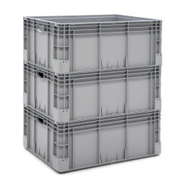 Stapelboxen Kunststoff stapelbar alle Wände geschlossen + offene Handgriffe Typ:  stapelbar.  L: 800, B: 600, H: 320 (mm). Artikelcode: 38-NO86-32-S