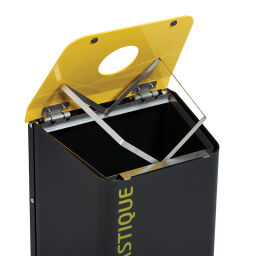 Abfallbehälter Abfall und Reinigung Mülltonne aus Stahl Deckel mit Einsatzöffnung.  L: 465, B: 325, H: 930 (mm). Artikelcode: 8258501