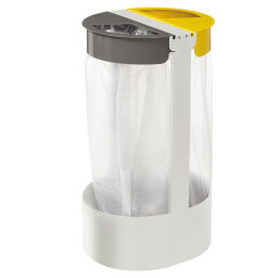 Waste sackholder waste and cleaning waste bag holder with 2 compartments on foot