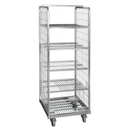 3-Sides Roll cage accessories shelve with 20 mm anti-slip .  L: 600, W: 600, H: 25 (mm). Article code: 708E1600600