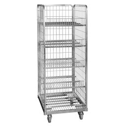 3-Sides Roll cage accessories shelve with 100 mm anti-slip.  L: 600, W: 600, H: 100 (mm). Article code: 708E2600600