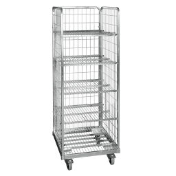 3-Sides Roll cage accessories shelve with 20 mm anti-slip .  L: 600, W: 600, H: 25 (mm). Article code: 708E1600600