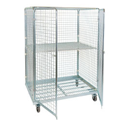 Full Security Roll cage double door Additional specifications:  rubber wheels .  L: 1350, W: 950, H: 1820 (mm). Article code: 713ADRR1605