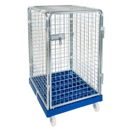 Full Security Roll cage input gates Additional specifications:  rubber wheels .  L: 815, W: 725, H: 1230 (mm). Article code: 707ADRR1020