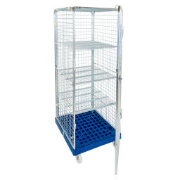 Full Security Roll cage input gates Additional specifications:  rubber wheels with wheel locks .  L: 815, W: 725, H: 1820 (mm). Article code: 707ADRRZWR1600