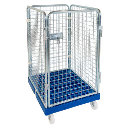 4-Sides Roll cage 4 sides one door input gates Additional specifications:  rubber wheels with wheel locks .  L: 815, W: 725, H: 1230 (mm). Article code: 707K41RZWR1020