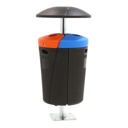 Outdoor waste bins waste and cleaning plastic waste bin with 3 compartments on foot