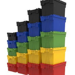 Stapelboxen Kunststoff schachtel- und stapelbar mit 2-teiligem Deckel Typ:  schachtel- und stapelbar.  L: 400, B: 300, H: 305 (mm). Artikelcode: 99-ALC403030-T