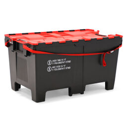 Stacking box plastic large volume container provided with lid consisting of two parts