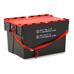 Stacking box plastic nestable and stackable provided with lid consisting of two parts Material:  polypropylene.  L: 600, W: 400, H: 365 (mm). Article code: 99-UN604036-T