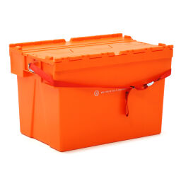 Stacking box plastic nestable and stackable provided with lid consisting of two parts Material:  polypropylene.  L: 600, W: 400, H: 365 (mm). Article code: 99-UN604037-E