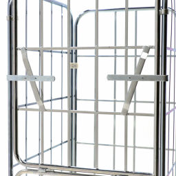 4-Sides Roll cage 4 sides 1/2 flap input gates + 2 nylon tensioning belts Additional specifications:  rubber wheels .  L: 800, W: 710, H: 1850 (mm). Article code: 705S42R1650