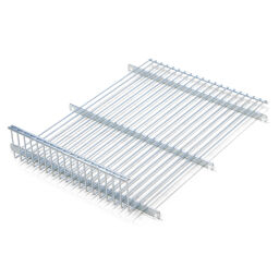 3-Sides Roll cage accessories shelve with 100 mm anti-slip.  L: 640, W: 460, H: 100 (mm). Article code: 708E2460640