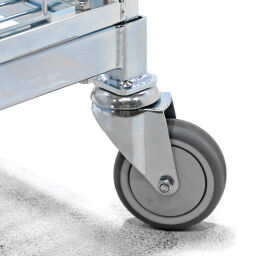 3-Sides 3-compartment rolling container steel base with plug-in railings
