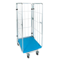 3-Sides Roll cage A-nestable Additional specifications:  rubber wheels with wheel locks .  L: 729, W: 818, H: 1770 (mm). Article code: 716NBK3R1770