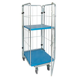 4-Sides Roll cage 4 sides one door A-nestable Additional specifications:  rubber wheels with wheel locks .  L: 729, W: 818, H: 1660 (mm). Article code: 716NBK41KR1660