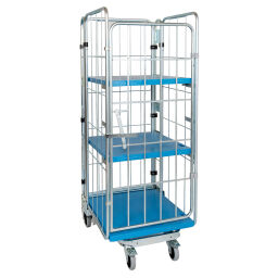 4-Sides Roll cage 4 sides one door A-nestable Additional specifications:  rubber wheels with wheel locks .  L: 729, W: 818, H: 1770 (mm). Article code: 716NBK42KR1770
