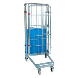 4-Sides Roll cage 4 sides one door A-nestable Additional specifications:  rubber wheels with wheel locks .  L: 729, W: 818, H: 1660 (mm). Article code: 716NBK4R1660