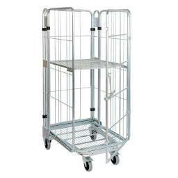 4-Sides Roll cage 4 sides one door A-nestable Additional specifications:  rubber wheels with wheel locks .  L: 729, W: 818, H: 1660 (mm). Article code: 716NBS41SR1660