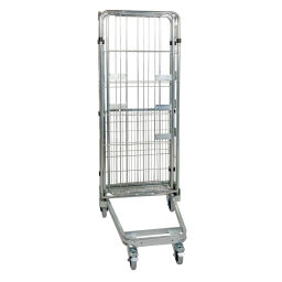 4-Sides Roll cage 4 sides one door A-nestable Additional specifications:  rubber wheels with wheel locks .  L: 729, W: 818, H: 1770 (mm). Article code: 716NBS4R1770