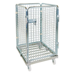 4-Sides Roll cage 4 sides one door input gates Additional specifications:  rubber wheels .  L: 800, W: 710, H: 1230 (mm). Article code: 705S4R1020