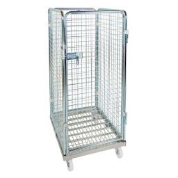 4-Sides Roll cage 4 sides one door input gates Additional specifications:  rubber wheels .  L: 800, W: 710, H: 1570 (mm). Article code: 705S4R1350
