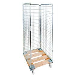 3-Sides Roll cage input gates Additional specifications:  rubber wheels .  L: 815, W: 725, H: 1820 (mm). Article code: 706H3R1800