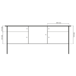 Etablis table de travail avec 2 tiroirs et 3 étagères, 200 cm