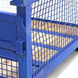 Mesh Stillages fixed construction 1 flap at 1 long side used.  L: 1240, W: 835, H: 505 (mm). Article code: 98-2048GB
