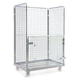4-Sides Roll cage 4 sides 1/2 flap input gates Additional specifications:  rubber wheels .  L: 1200, W: 800, H: 1820 (mm). Article code: 712S43R1575