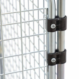 4 côtés Conteneur roulant à 4 compartiments fond en acier avec barrières à emboîter