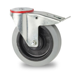 Wheel castor wheel with brake Ø 100 mm Version:  Ø 100 mm.  L: 100, W: 30, H: 128 (mm). Article code: 75.140.556.103G
