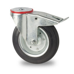 Wheel castor wheel with brake Ø 100 mm Version:  Ø 100 mm.  L: 100, W: 27, H: 128 (mm). Article code: 75.140.612.103