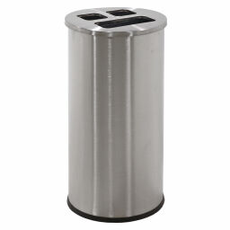 Gebrauchte Abfallbehälter Abfall und Reinigung Mülltonne aus Stahl mit 3 Kammern Artikelzustand:  Gebraucht.  L: 355, B: 355, H: 670 (mm). Artikelcode: 77-A148606