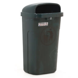 Gebrauchte Abfalleimer für Außenbereich Abfall und Reinigung Polyester Mülltonne Deckel mit Einsatzöffnung Artikelzustand:  Gebraucht.  L: 770, B: 410, H: 330 (mm). Artikelcode: 89-F150-N-GB