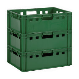 Stapelboxen Kunststoff stapelbar E2 Fleischkiste mit offenen Handgriffen Typ:  stapelbar.  L: 600, B: 400, H: 200 (mm). Artikelcode: 38-FB6420-E2-N