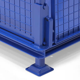 Mesh Stillages stackable and foldable 1 flap at 1 long side Custom built Colour:  blue.  L: 1200, W: 1000, H: 1000 (mm). Article code: 59-1001-5005