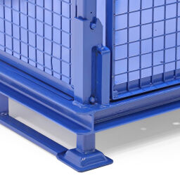 Mesh Stillages stackable and foldable 1 flap at 1 long side Colour:  blue.  L: 2200, W: 1200, H: 1000 (mm). Article code: 59-1005-5005