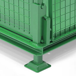 Mesh Stillages stackable and foldable 1 flap at 1 long side Custom built Colour:  green.  L: 1600, W: 1200, H: 1000 (mm). Article code: 59-1002-6011
