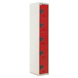 Schrank schließfachschrank 5 Türen (Zylinderschloss).  B: 300, T: 500, H: 1800 (mm). Artikelcode: 77-A038329