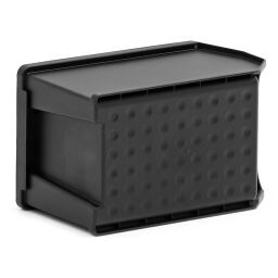 Storage bin plastic with grip opening stackable Colour:  black.  L: 235, W: 145, H: 125 (mm). Article code: 38-FPOM-30-T