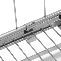 4 côtés Conteneur roulant à 4 compartiments fond en acier avec barrières à emboîter