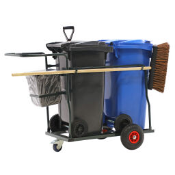 Cleaning trolleys Waste and cleaning broom wagon complete with accessories.  L: 1000, W: 700, H: 1050 (mm). Article code: 95-31006489