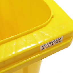 Plastic waste container Waste and cleaning mini container with hinging lid Colour:  yellow.  L: 725, W: 580, H: 1080 (mm). Article code: 99-447-240-L-01