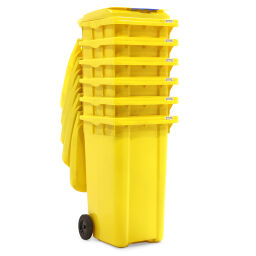 Plastic waste container Waste and cleaning mini container with hinging lid Colour:  yellow.  L: 725, W: 580, H: 1080 (mm). Article code: 99-447-240-L-01